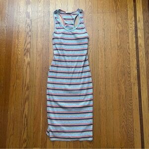Striped maxi sundress stretch gray Promesa M medium EUC ribbed